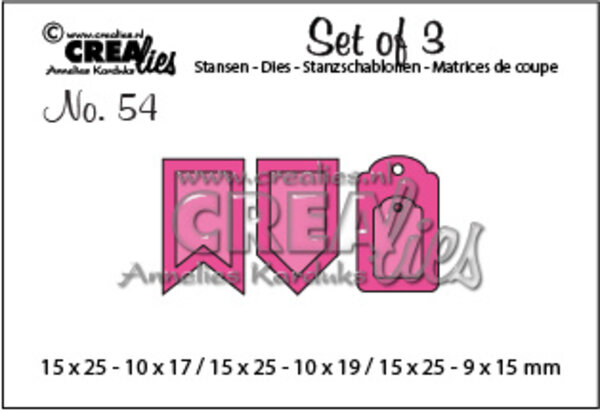Crealies Set Van 3 Dies No. 54 Accent Pieces A (CLSet54) Crealies Set Van 3 Dies No. 54 Accent Pieces A (CLSet54)