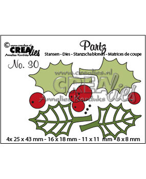Crealies Partzz Dies No. 30 Holly Leaves and Berries (CLPartz30)