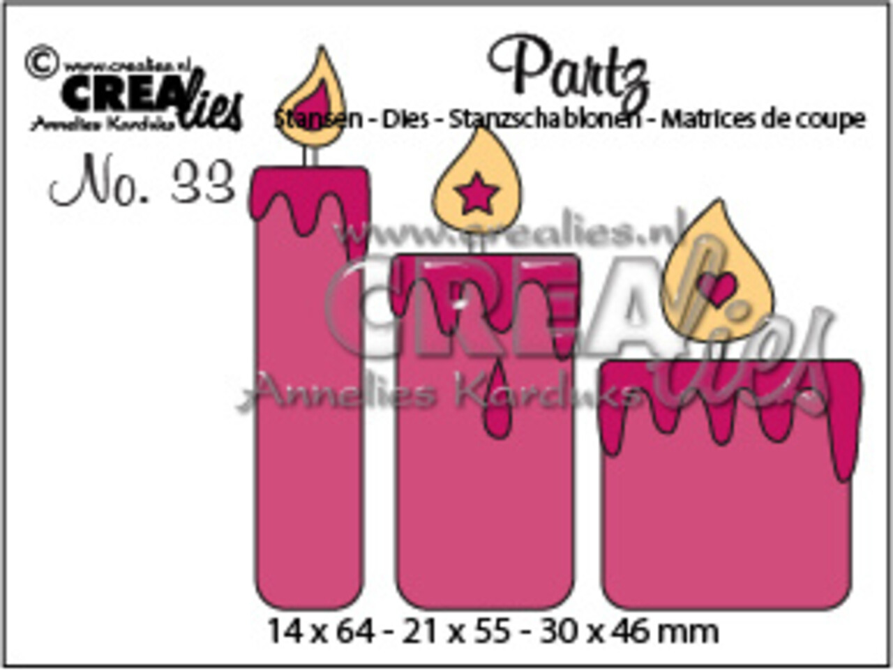 Crealies Partzz Stansen No. 33 3 Kaarsen (CLPartz33)