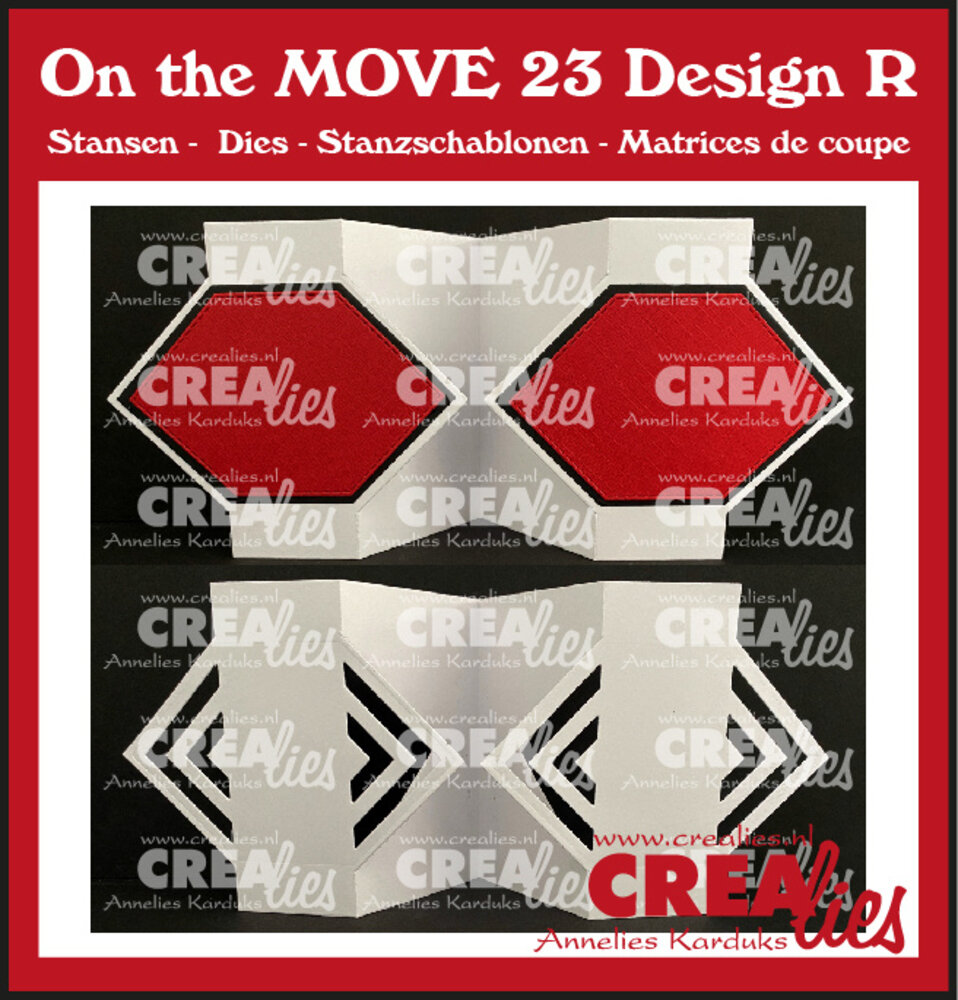 Crealies On The Move Dies No. 23 Design R Fun Fold Card with Half Diamonds (CLMOVE23) Crealies On The Move Dies No. 23 Design R Fun Fold Card with Half Diamonds (CLMOVE23)