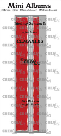 Crealies Mini Albums XL Bindsysteem B (Rug 3 mm) Met Stippenlijn (CLMAXL03) Crealies Mini Albums XL Bindsysteem B (Rug 3 mm) Met Stippenlijn (CLMAXL03)