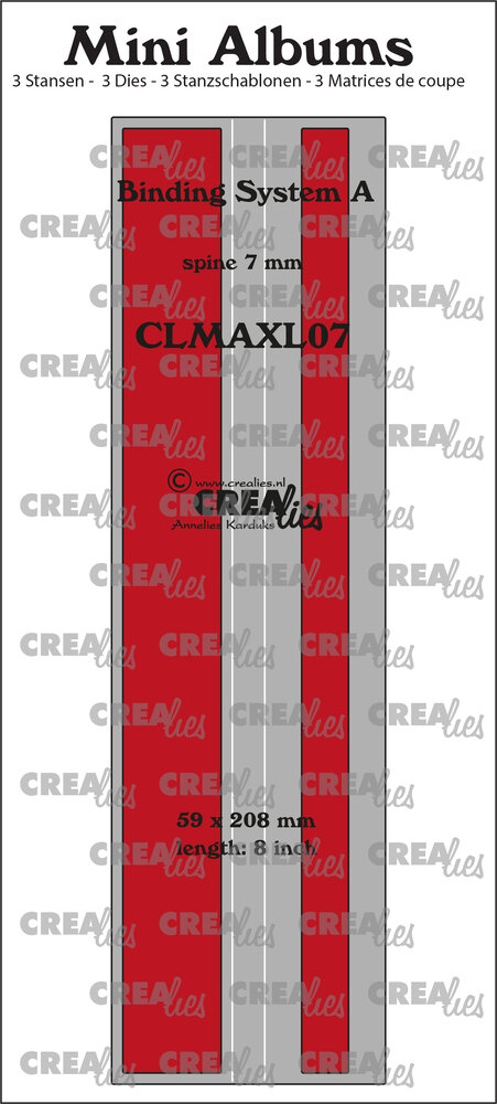 Crealies Mini Albums XL Bindsysteem A (Rug 7 mm) Glad (CLMAXL07) Crealies Mini Albums XL Bindsysteem A (Rug 7 mm) Glad (CLMAXL07)