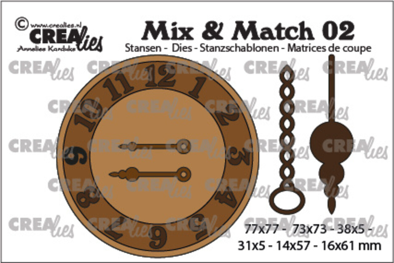 Crealies Mix & Match Stansen No. 02 Klok Met Ketting En Slinger (CLMix02) Crealies Mix & Match Stansen No. 02 Klok Met Ketting En Slinger (CLMix02)