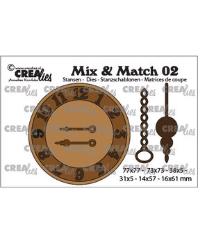 Crealies Mix & Match Stansen No. 02 Klok Met Ketting En Slinger (CLMix02)