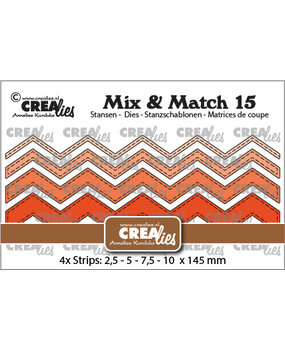 Crealies Mix & Match Dies No. 15 Zigzag Strips With Stitch (CLMix15)