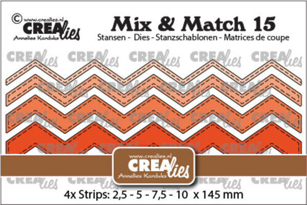 Crealies Mix & Match Stansen No. 15 Zigzag Strips Stiksteeklijn (CLMix15) Crealies Mix & Match Stansen No. 15 Zigzag Strips Stiksteeklijn (CLMix15)