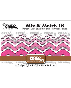 Crealies Mix & Match Stansen No. 16 Zigzag Strips Stippenlijn (CLMix16)