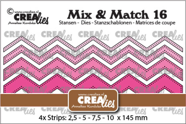 Crealies Mix & Match Dies No. 16 Zigzag Strips With Dots (CLMix16) Crealies Mix & Match Dies No. 16 Zigzag Strips With Dots (CLMix16)