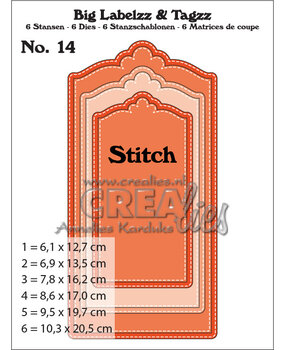 Crealies Big Labelzz & Tagzz Dies No. 14 With Stitch (CLBigLT14)