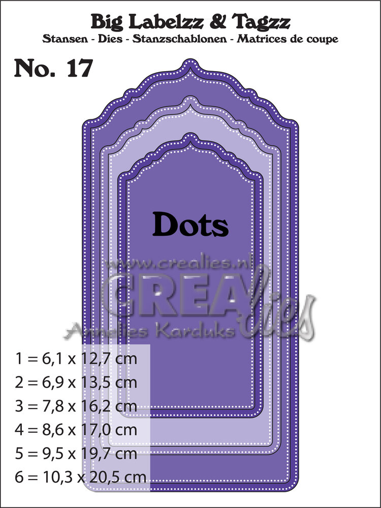 Crealies Big Labelzz & Tagzz Dies No. 17 With Dots (CLBigLT17)