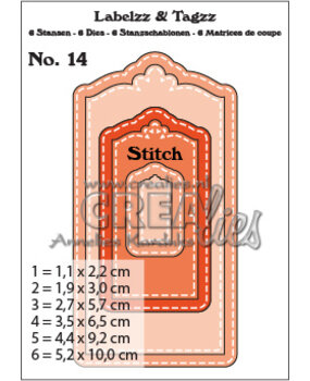 Crealies Labelzz & Tagzz Dies No. 14 with Stitchline (CLLT14)