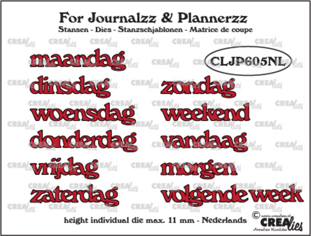 Crealies For Journalzz & Plannerzz Dies Weekdays NL (CLJP605NL) Crealies For Journalzz & Plannerzz Dies Weekdays NL (CLJP605NL)
