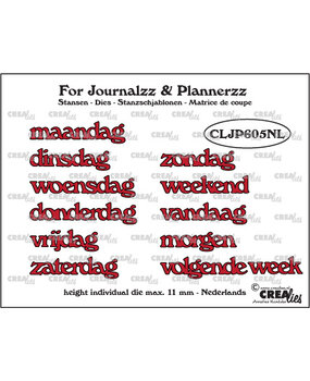 Crealies For Journalzz & Plannerzz Stansen Weekdagen NL (CLJP605NL)