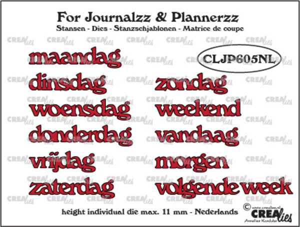 Crealies For Journalzz & Plannerzz Dies Weekdays NL (CLJP605NL) Crealies For Journalzz & Plannerzz Dies Weekdays NL (CLJP605NL)