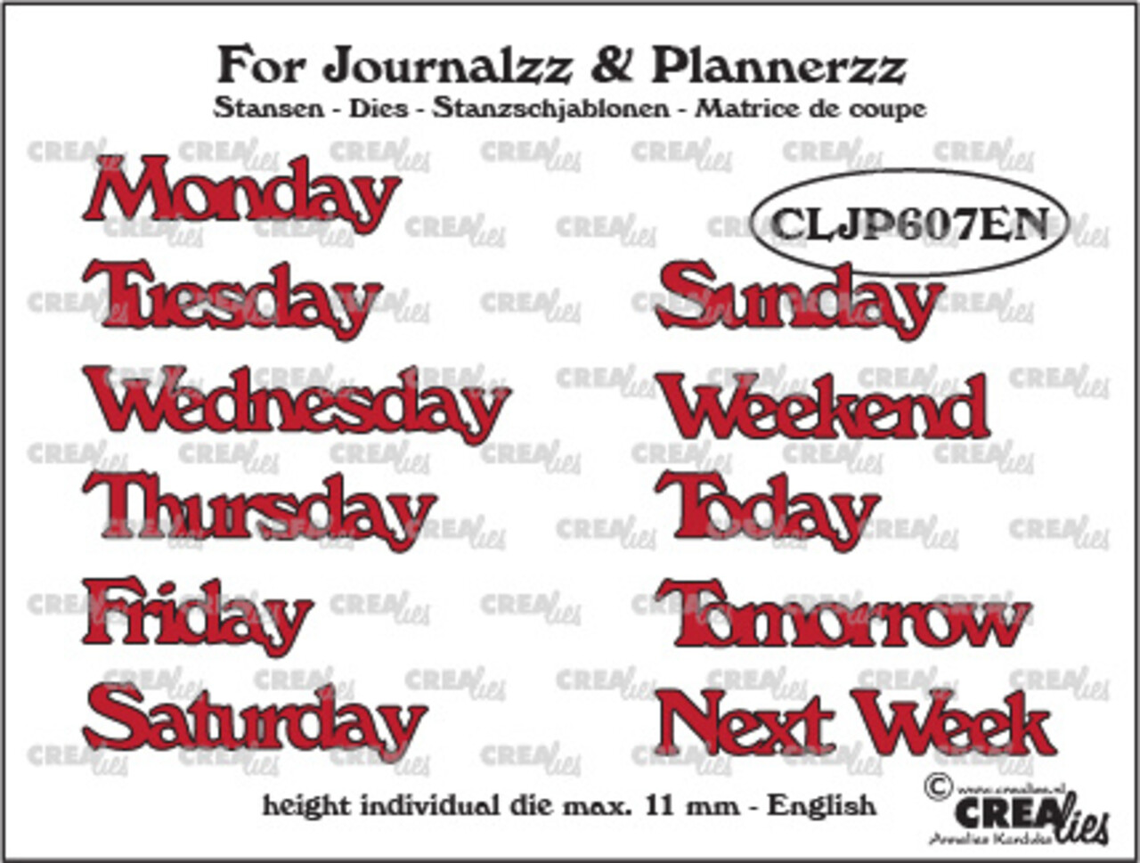 Crealies For Journalzz & Plannerzz Dies Weekdays EN (CLJP607EN) Crealies For Journalzz & Plannerzz Dies Weekdays EN (CLJP607EN)