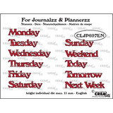 Crealies For Journalzz & Plannerzz Stansen Weekdagen EN (CLJP607EN)