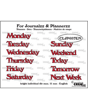 Crealies For Journalzz & Plannerzz Dies Weekdays EN (CLJP607EN)