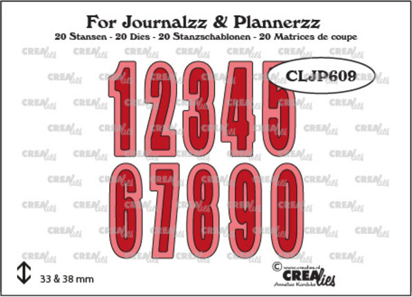 Crealies For Journalzz & Plannerzz Dies No. 3 Numbers with Shadows (CLJP609)
