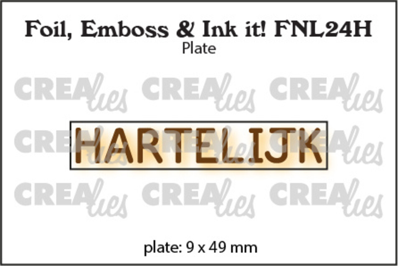 Crealies Foil Emboss & Ink It! Plate Dutch No. 24H Hartelijk (FNL24H) Crealies Foil Emboss & Ink It! Plate Dutch No. 24H Hartelijk (FNL24H)