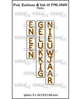 Crealies Foil Emboss & Ink It! Plate Dutch No. 104V En Een Gelukkig Nieuwjaar (FNL104V)