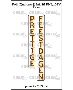 Crealies Foil Emboss & Ink It! Plate Dutch No. 102V Prettige Feestdagen (FNL102V)