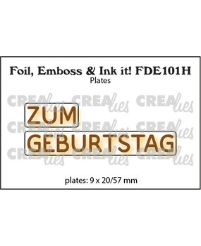 Crealies Foil Emboss & Ink It! Plate German No. 101H Zum Geburtstag (FDE101H)