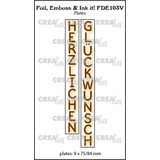 Crealies Foil Emboss & Ink It! Plate German No. 103V Herzlichen Glückwunsch (FDE103V)