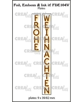 Crealies Foil Emboss & Ink It! Plate German No. 104V Frohe Weihnachten (FDE104V)