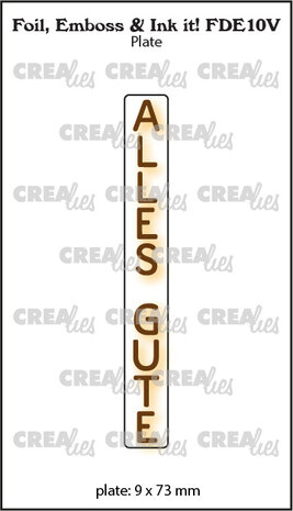 Crealies Foil Emboss & Ink It! Plate German No. 10V Alles Gute (FDE10V)