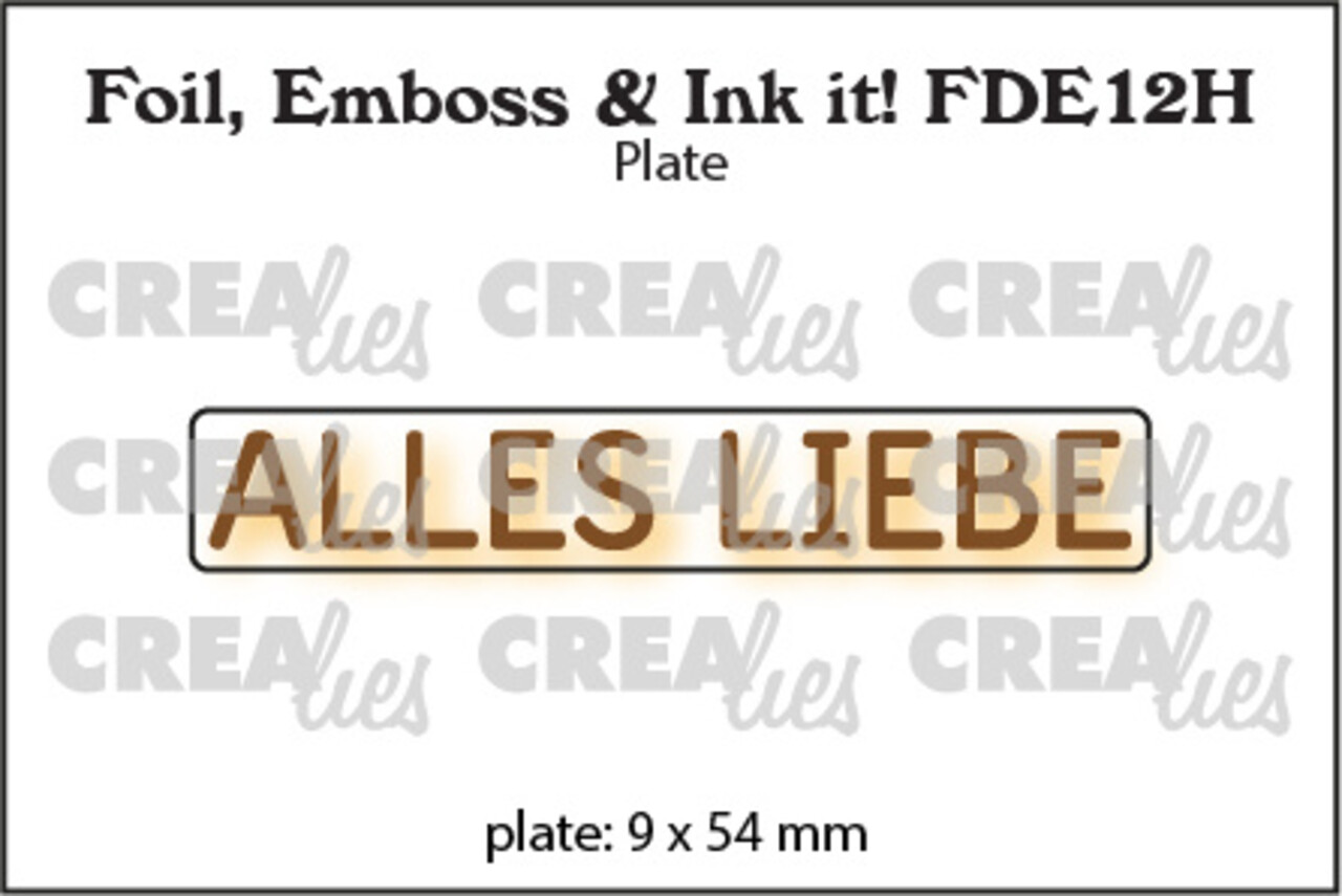 Crealies Foil Emboss & Ink It! Plate German No. 12H Alles Liebe (FDE12H)