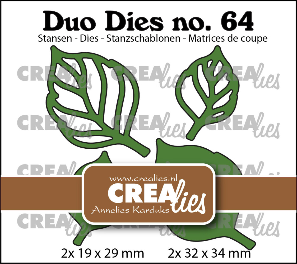 Crealies Duo Stansen No. 64 Blaadjes 16 Dicht + Open (CLDD64)