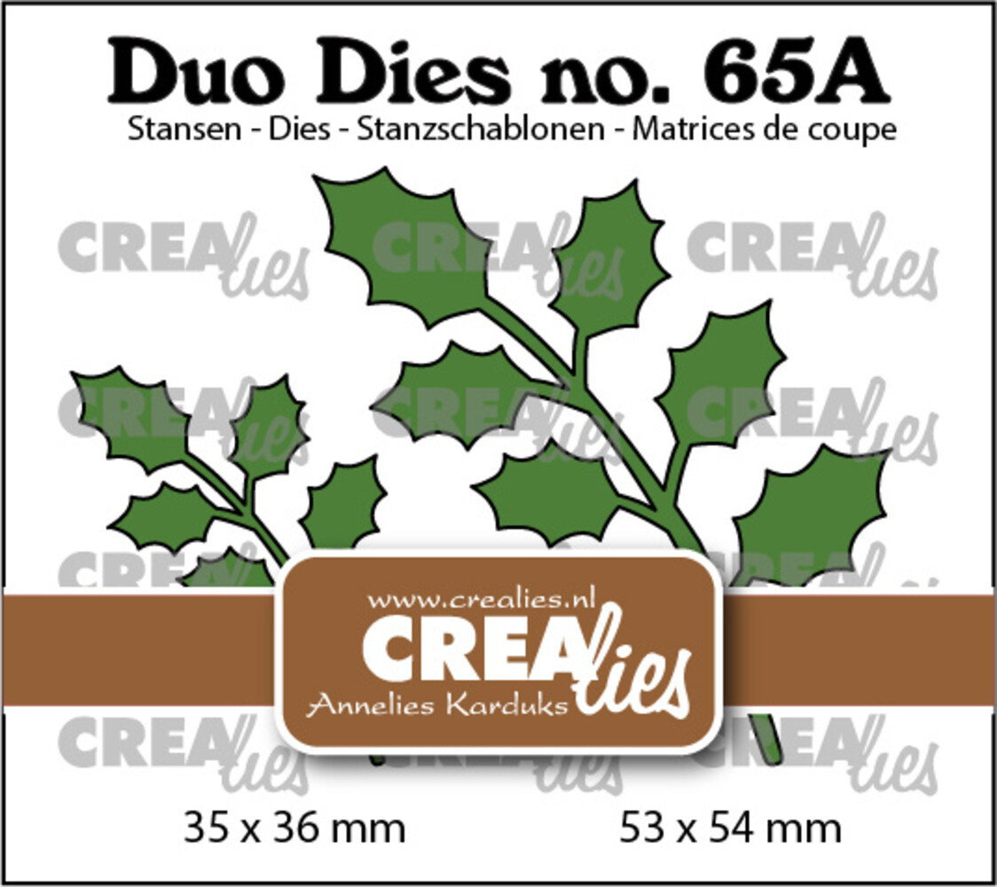Crealies Duo Stansen No. 65A Hulst Blaadjes 17 Spiegelbeeld (CLDD65A)
