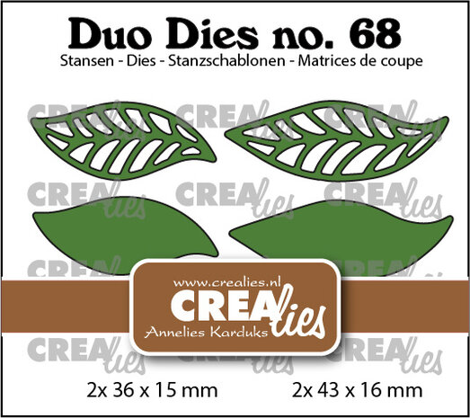 Crealies Duo Dies No. 68 Leaves 19, Solid + Open (CLDD68)