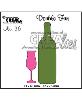 Crealies Double Fun Dies No. 36 Champagne Flute+Bottle of Wine Small (CLDF36)