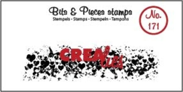 Crealies Bits & Pieces Stamps No. 171 Grunge Hearts (Strip) (CLBP171)