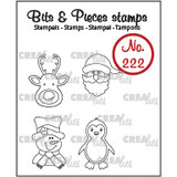 Crealies Bits & Pieces Stempels No. 222 Mini Rendier Kerstman Sneeuwpop Pinguïn (CLBP222)