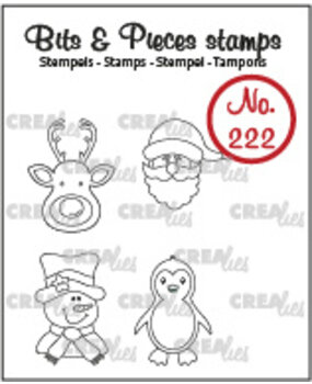 Crealies Bits & Pieces Stempels No. 222 Mini Rendier Kerstman Sneeuwpop Pinguïn (CLBP222)