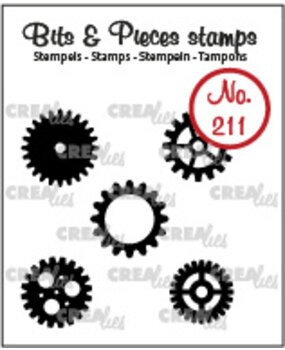 Crealies Bits & Pieces Stamps No. 211 Gears Small (Solid) (CLBP211)