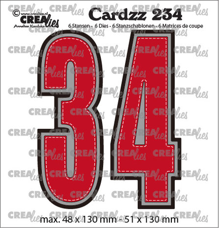 Crealies Cardzz Stansen No. 234 Cijfers 3 En 4 (CLCZ234)