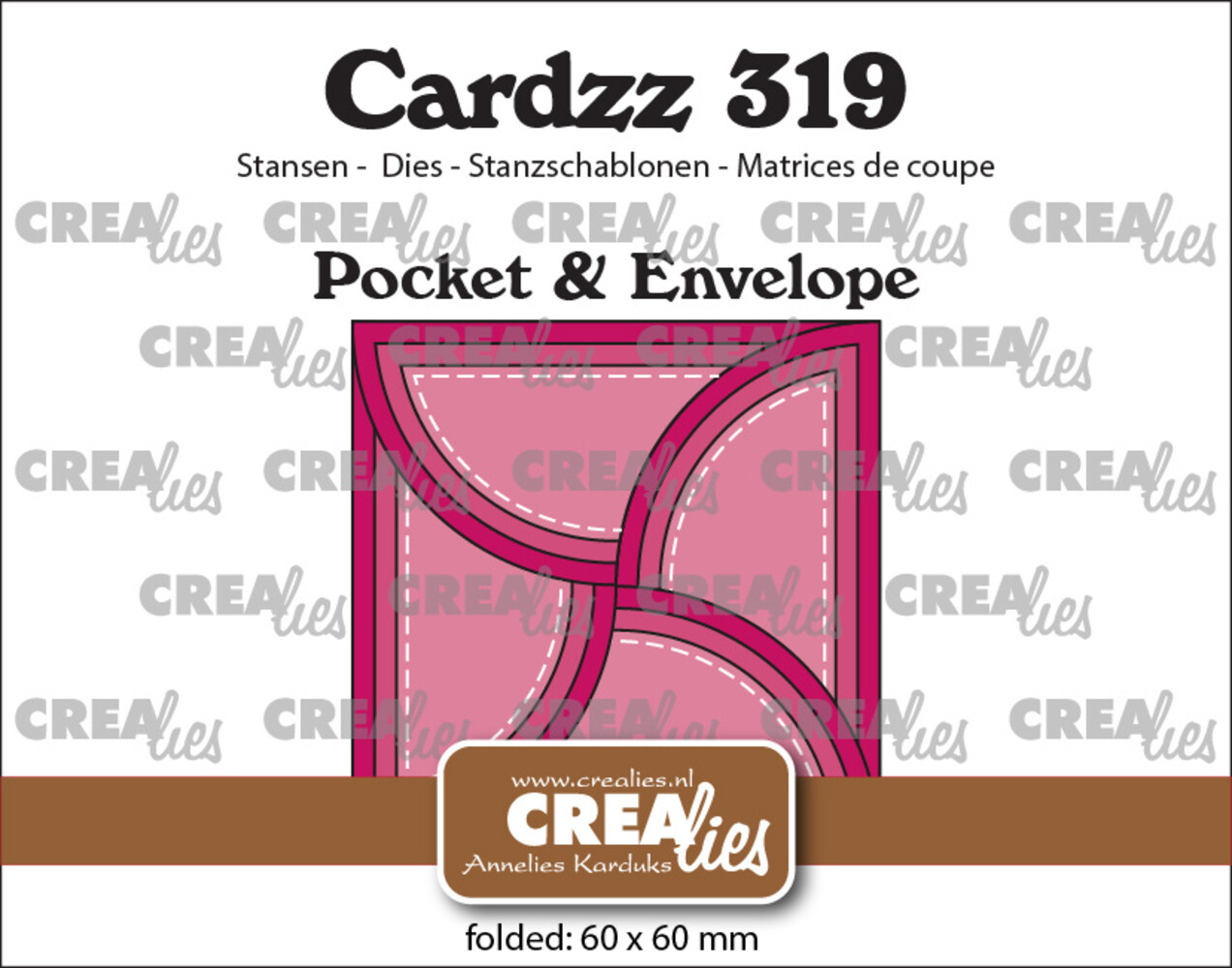 Crealies Cardzz Stansen No. 319 Pocket & Envelope Met 4 Halve Cirkel Flapjes (CLCZ319)