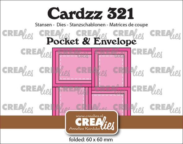 Crealies Cardzz Stansen No. 321 Pocket & Envelope Met 4 Rechthoekige Flapjes (CLCZ321)