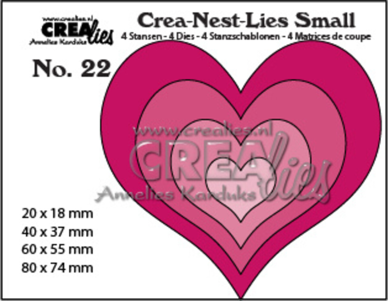Crealies Crea-Nest-Lies Small Stansen No. 22 Harten (CNLS22)