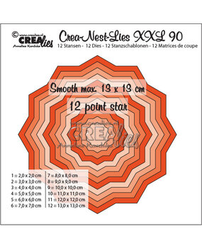 Crealies Crea-Nest-Lies XXL Stansen No. 90 Gladde 12 Puntige Ster (CLNestXXL90)