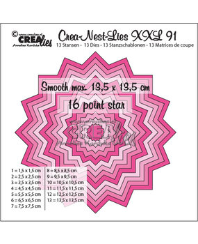 Crealies Crea-Nest-Lies XXL Dies No. 91 Smooth 16 Point Star (CLNestXXL91)