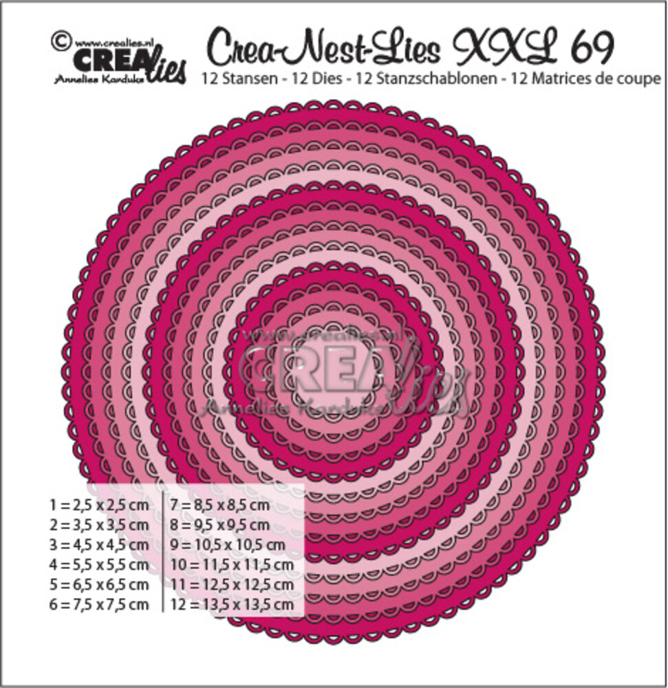 Crealies Crea-Nest-Lies XXL Dies No. 69 Circles with Open Scallop (CLNestXXL69)