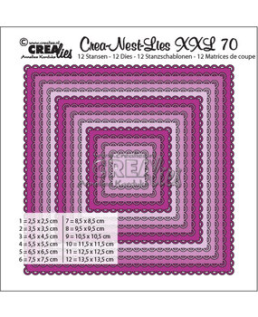 Crealies Crea-Nest-Lies XXL Dies No. 70 Squares with Open Scallop (CLNestXXL70)