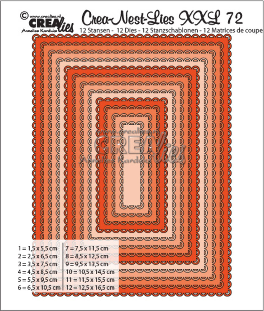 Crealies Crea-Nest-Lies XXL Dies No. 72 Rectangles with Open Scallop (CLNestXXL72) Crealies Crea-Nest-Lies XXL Dies No. 72 Rectangles with Open Scallop (CLNestXXL72)