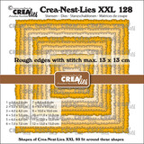 Crealies Crea-Nest-Lies XXL Dies No. 128 Squares with Rough Edges and Stitchlines (CLNestXXL128)
