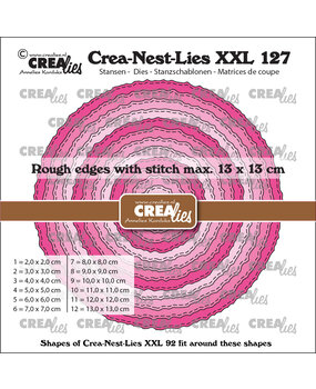 Crealies Crea-Nest-Lies XXL Dies No. 127 Circles with Rough Edges and Stitchlines (CLNestXXL127)