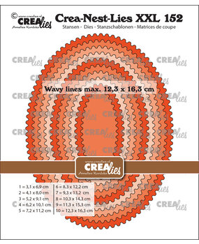 Crealies Crea-Nest-Lies XXL Dies No. 152 Ovals With Wavy Lines (CLNestXXL152)